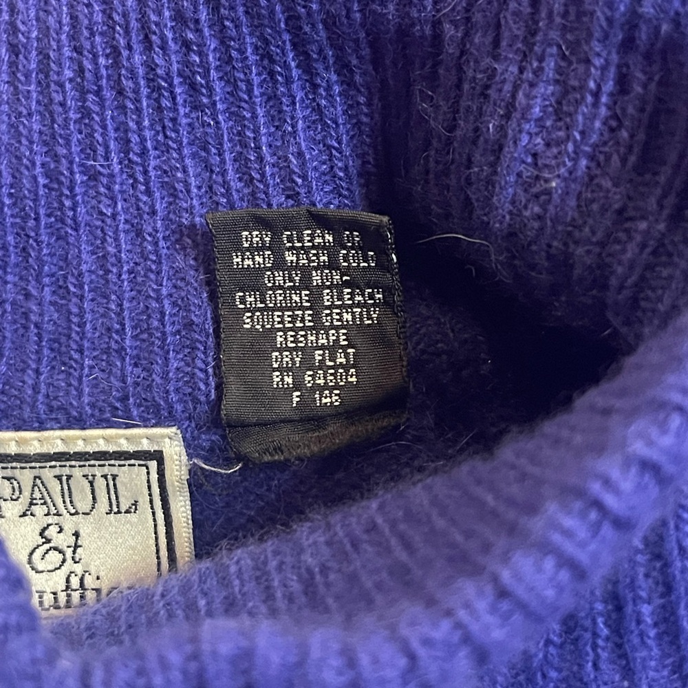 Paul Et. Duffier Royal Blue Wool Blend Turtleneck Sweater - Picture 4 of 11